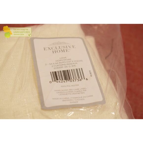 Exclusive Home 84x54" Loha Linen Braided Tab Top Curtain Panels Ivory* - Picture 6 of 6